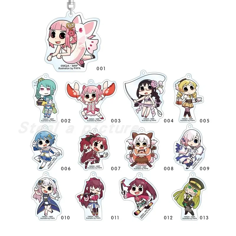 

Anime Kaname Madoka Akemi Homura Miki Sayaka Mami Sakura Kyouko Keychain Doll Acrylic Keyring Pendant for Gift