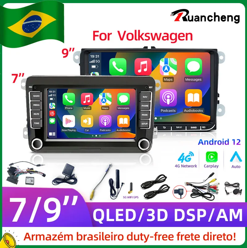 

7 "9" Android 12 360 для VW Volkswagen Golf Polo Skoda Rapid Octavia Radio Tiguan Passat b7 Jetta 2 Din Auto Carplay GPS Radio128G