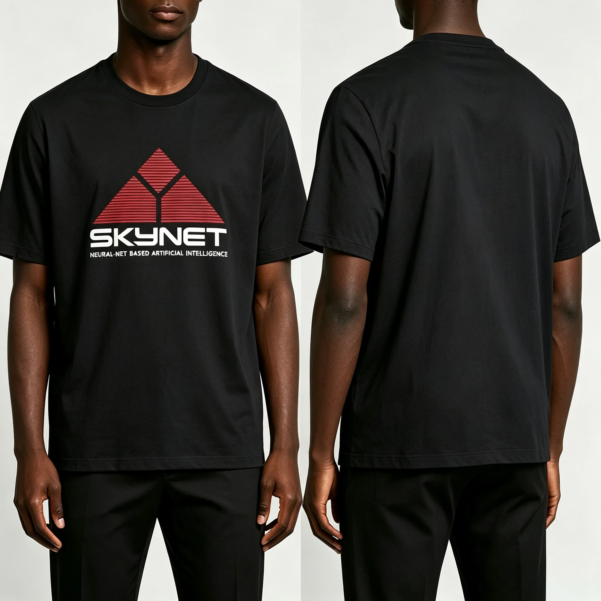 2026 New Unisex Sci‑Fi Graphic T‑Shirt Skynet AI Tech Triangle Logo Front Print Short Sleeve Oversized Street Tee Tops