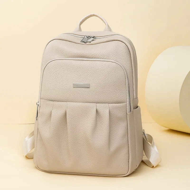 

2025 Spacious Soft Leather Backpack for Women, Minimalist Work-Friendly Rucksack, Chic Versatile Daypack