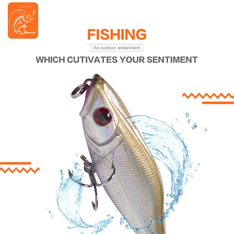 Thritop Artificial Lure Hard Bait 7cm 7g High Quality Tremble Hook 6 Colors for Option TP038 Professional Popper Fishing Tackle