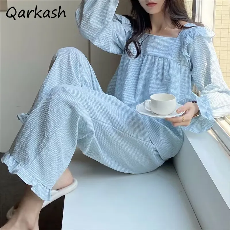 

Pajama Sets Women Sweet Girls Lovely Spring Simple Design Female Stylish Fashion Korean Style Tender Basic Leisure Soft Homewear