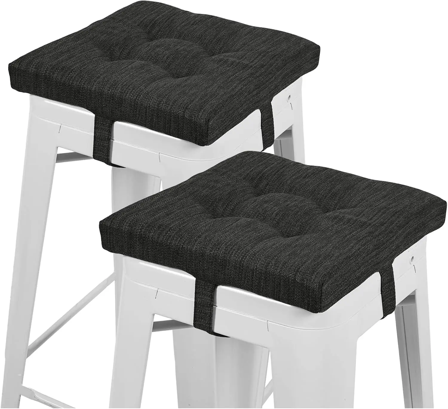Square Seat Cushion Set Of 2, Super Soft 14 H Bar Stool Square Seat Cushion With Ties- 2 Pads Only, Gray-Bla (14