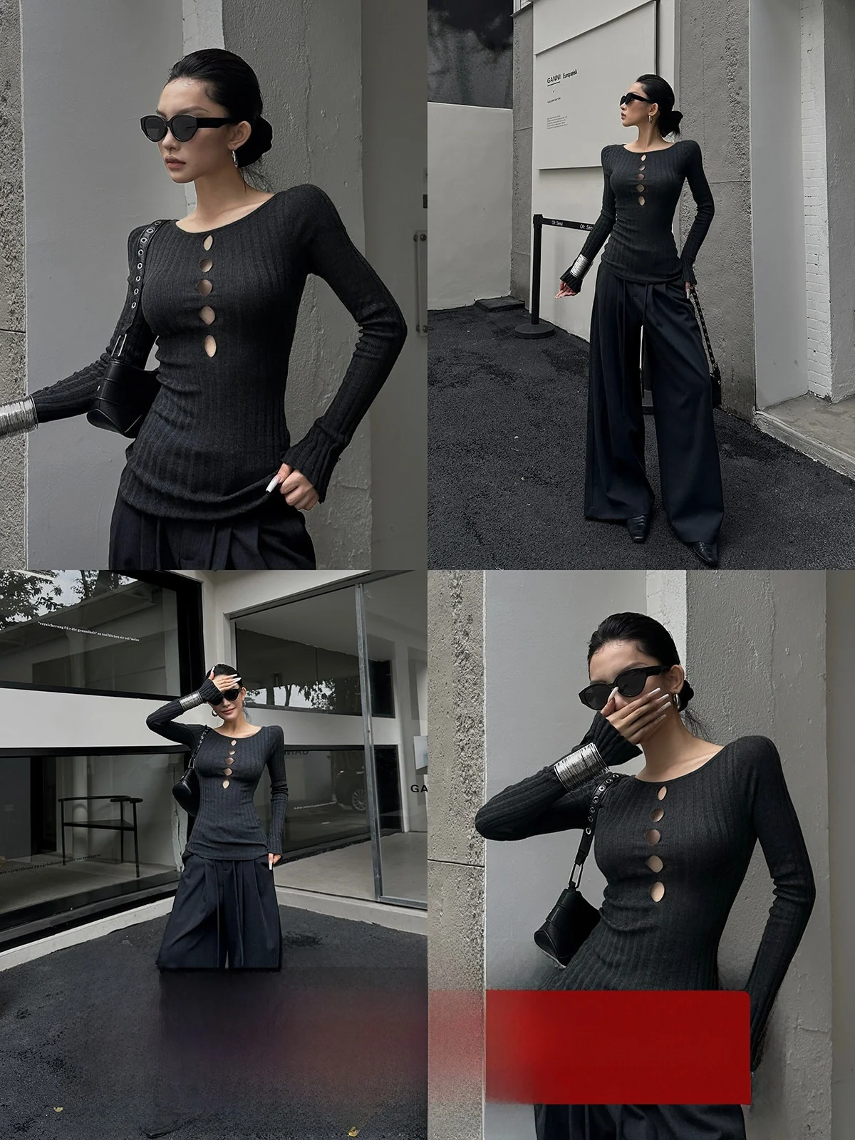 

GOGGOBURN Американский вязаный свитер с длинным рукавом, женский, приталенный, базовый слой, повседневный, с круглым вырезом, стандартной длины