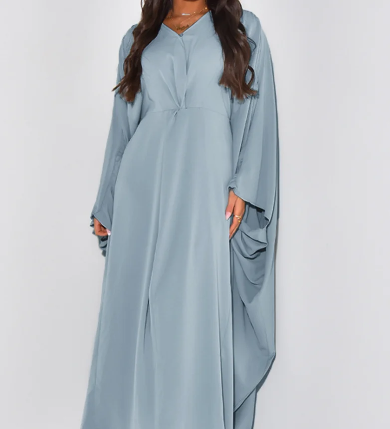 Women's Casual Dress 2025 Spring Casual Loose Elegant Solid Color Bat Sleeve Large Swing Dress Elegant Robe Dress Long Dress