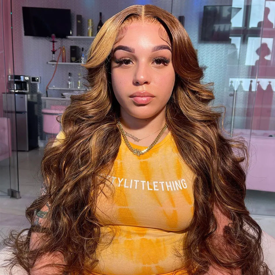 13x4 13x6 Highlight Wig Human Hair Body Wave Lace Front Wigs Ombre Honey Blonde Colored Human Hair 360 Full HD Lace Frontal Wigs