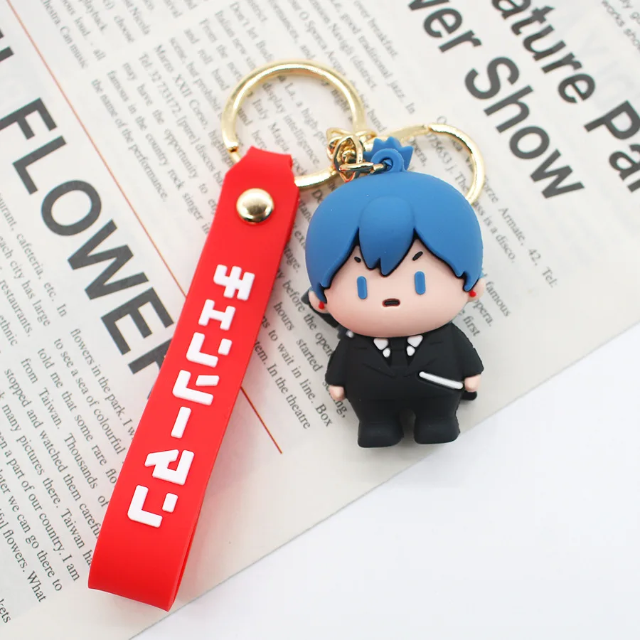 Anime Chainsaw Man Keychain Pochita Denji PVC Cartoon Doll Pendant Keyring Cosplay Prop