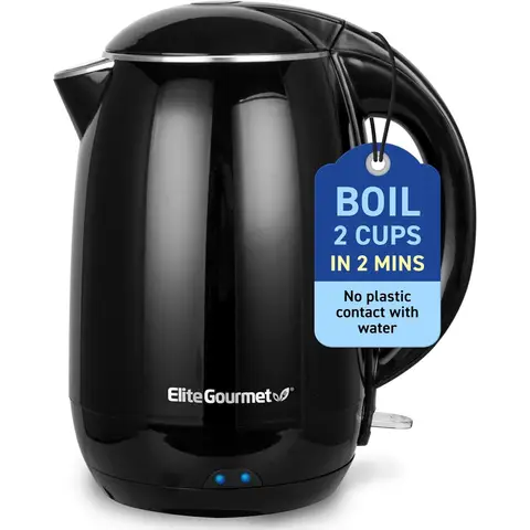 Double Wall Insulated Electric Kettle with Cool-Touch Exterior, 1.8L Capacity, Auto Shut-Off, and Cord-Free Serving for Safe and