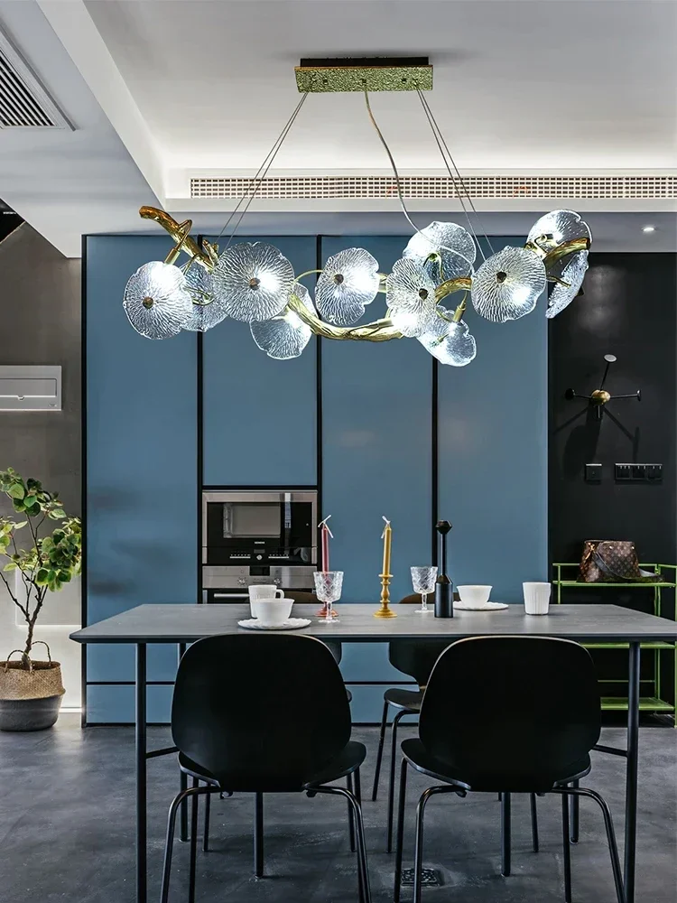 Moderne LED lotus hanglamp, geheel koper, luxe woonkamer, eetkamer sfeerlicht