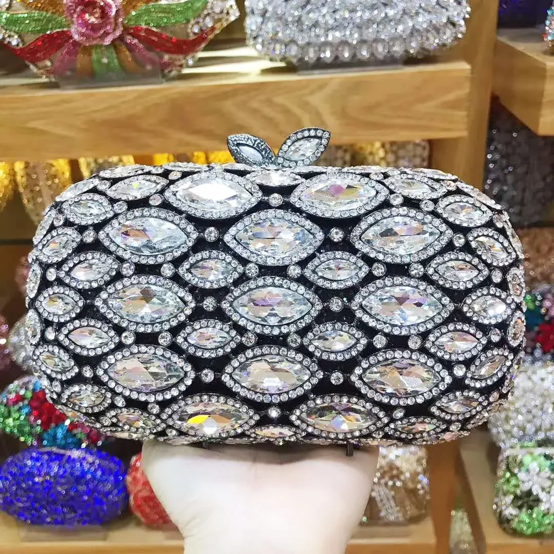 XIYUAN Colorful Elegant Women Crystal Banquet Clutch Handbag Party Dinner Lady Rhinestone Bag Wedding Bridal Stone Evening Purse