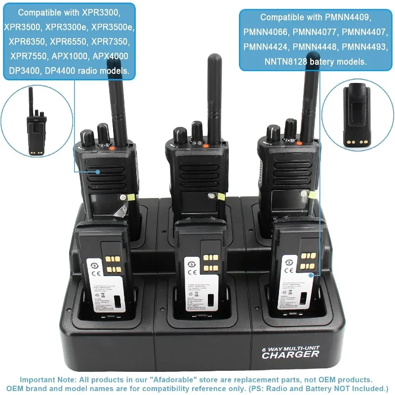 PMPN4284 WPLN4226 WPLN4232 Six-Way Multi-Unit Charger for Moto XPR3300 XPR3500 XPR3300e XPR3500e XPR7550 XPR7550e R7 R5 Radio