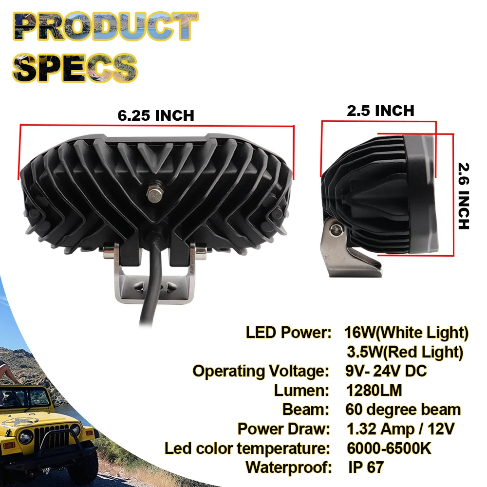 ATV UTV Led Brake Light 20W IP67 12V 24V 4x4 Driving Reverse Backup Lights Offroad Truck Boat Camper Motorcycle Car Bulb