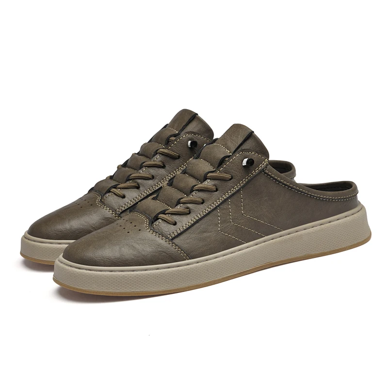 

Men's leather slippers, casual shoes, half sandals, for driving, outdoor use, parties, work.