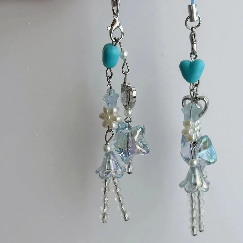 جديد الوردي الهاتف سحر قلادة Kawaii Y2K الخوخ سيارة حلقة رئيسية لطيف Bowknot حبة اليدوية الحلو فتاة المفاتيح