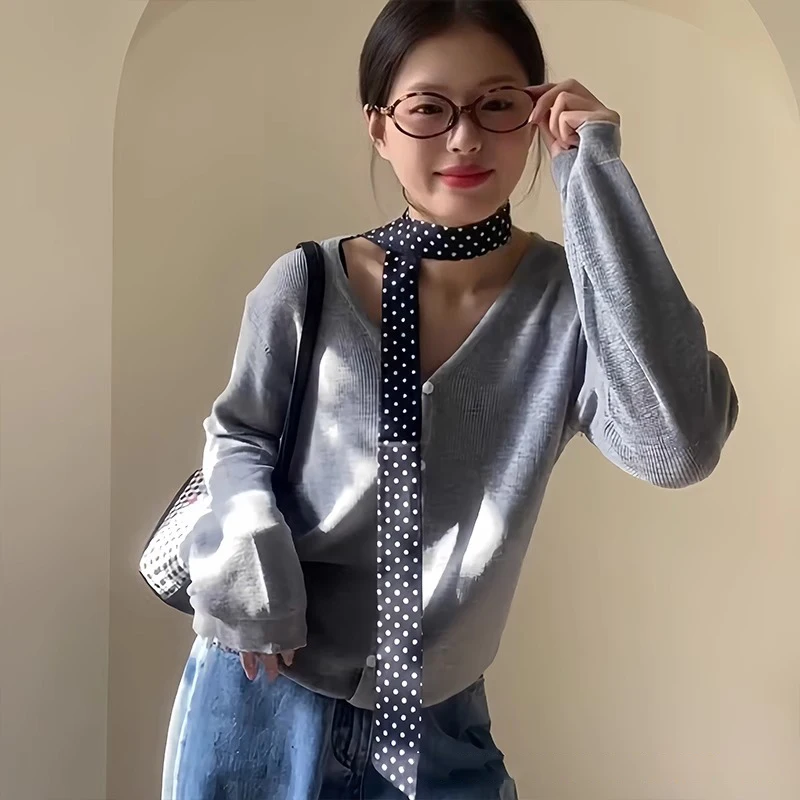 여성용 좁은 긴 스카프, 폴카 도트 타이 백, 리본 머리띠, 초커 스트리머, 레이디 액세서리, 190x4.5cm