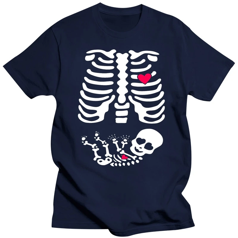 Maternity Baby Skeleton Halloween T-shirt Scary funny Pregnant Women's Tees