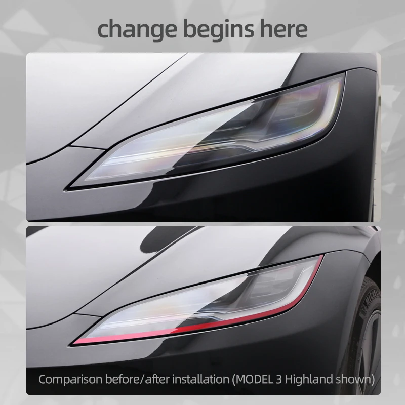 ل تسلا نموذج 3 هايلاند 2024 نموذج Y العرعر سيارة العلوي الحواجب قطاع الكسوة تغيير لون فيلم لاصقة تزيين ملحق #4