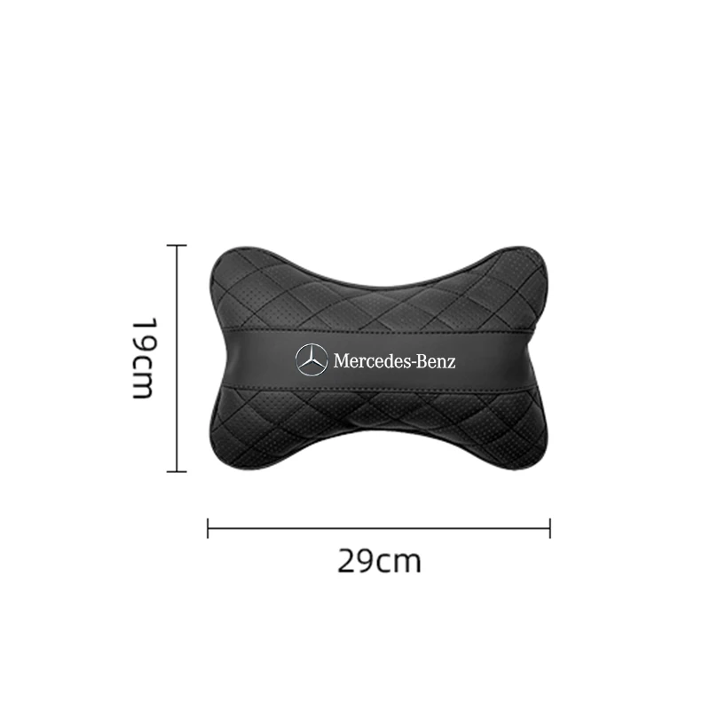 Car Seat Headrest Leather Neck Pillow Car Accessories For Mercedes Benz AMG W211 W203 W204 Class GLC W220 W222 W213 W210 Brabus