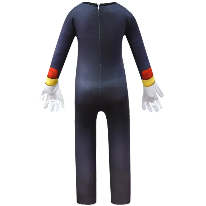 Costume anime blu/nero Sonics Bambini Costumi di personaggi del gioco Costume di Halloween per bambini Tuta cosplay Maschera/copricapo