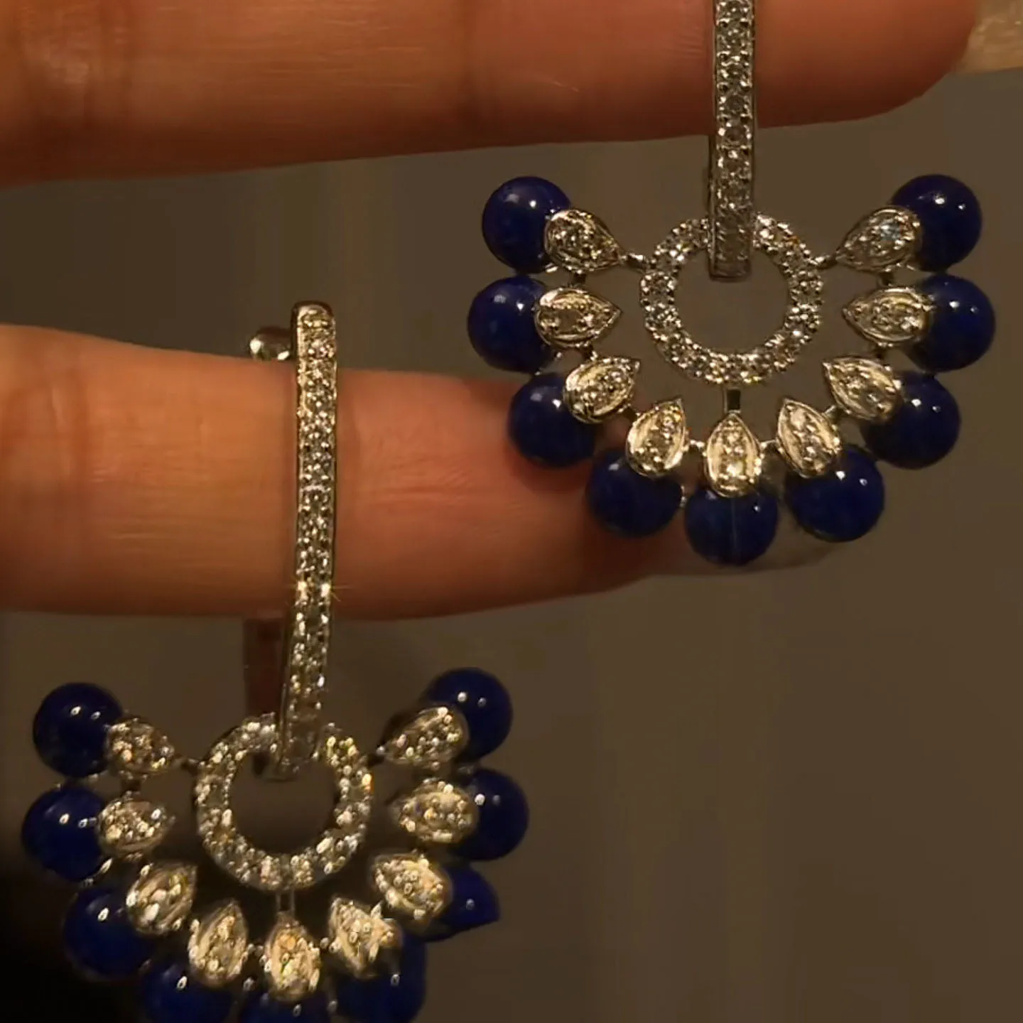 Vintage deep blue gemstone tassels earrings for women creative light luxury high-quality peacock earring wedding jewelry gifts