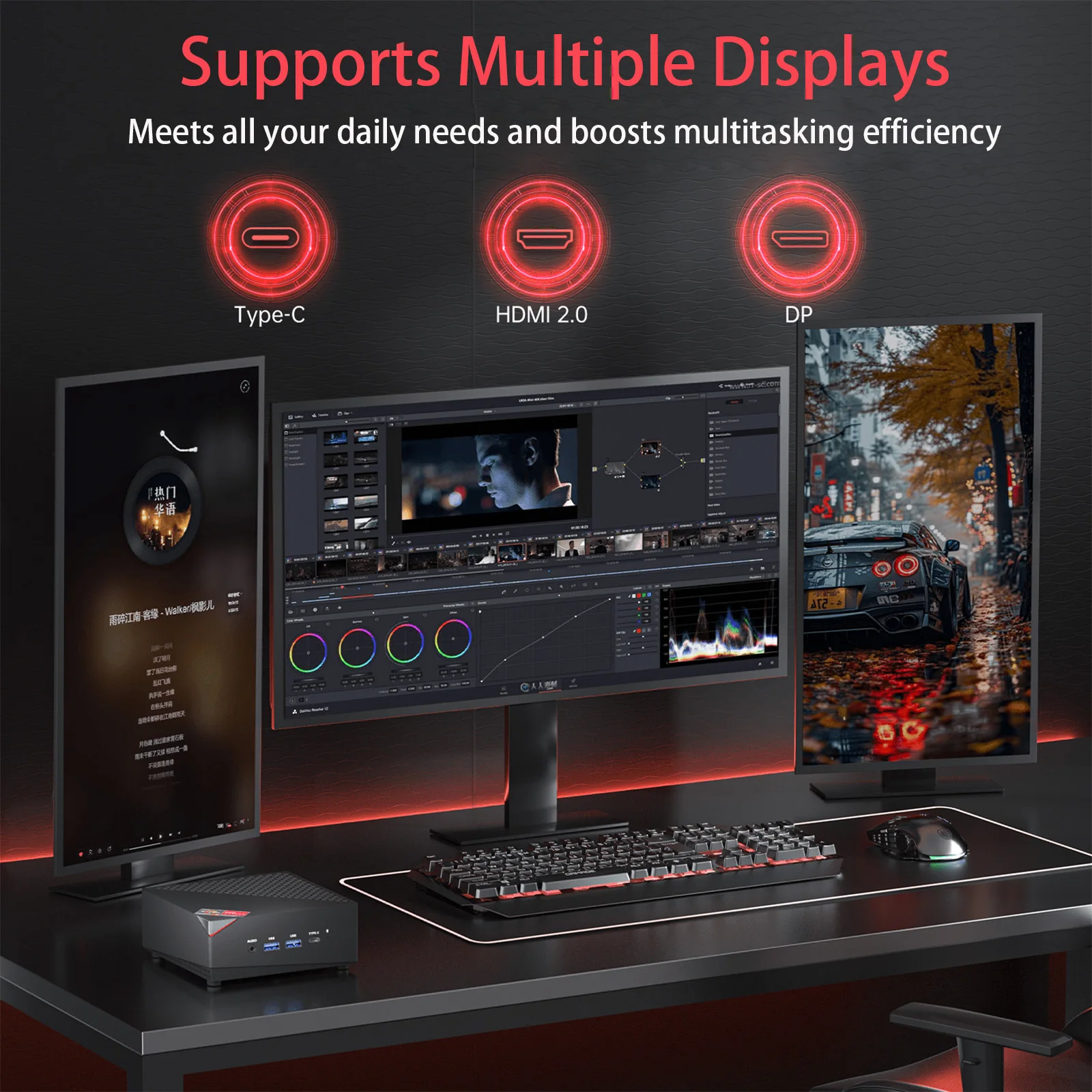 카므루이 미니 PC R7 7730U 듀얼 채널 32GB DDR4 512GB SSD 윈도우11 프로 WiFi6 BT5.2 트리플 4K 디스플레이 데스크탑 컴퓨터 (사무실/가정용) 썸네일 5