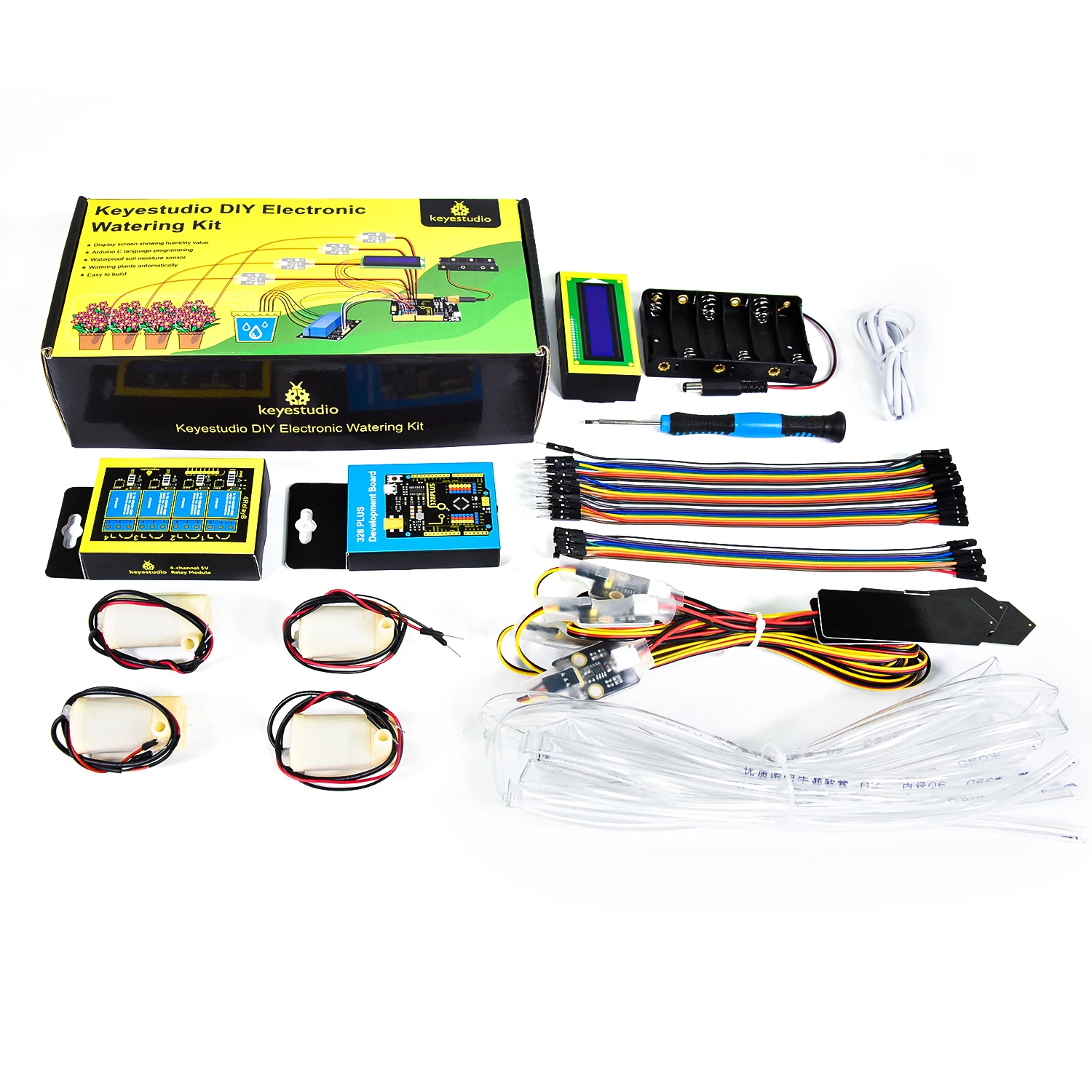 KEYESTUDIO inteligentny automatyczny zestaw startowy do podlewania DIY elektroniczny zestaw inżynieryjny do projektów Arduino UNO zestaw do programowania STEM + LCD