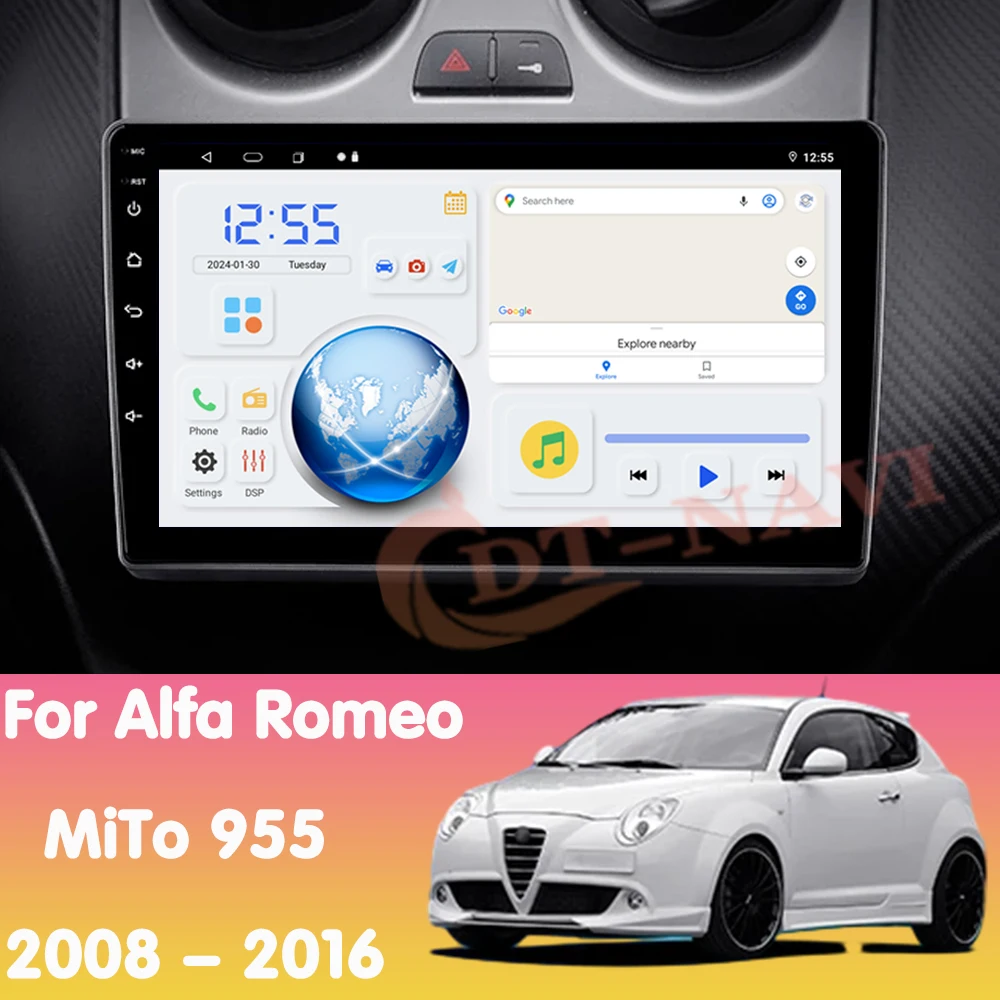 Android 14 Radio For Alfa Romeo MiTo 955 2008 - 2016 Multimidia Video Player Navigation GPS Carplay Stereo NO 2Din 4G Head Unit