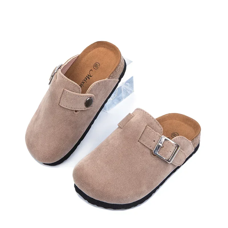 Zapatillas para niños, zapatillas de corcho para niñas, zapatos para niños, zapatos para el hogar, sandalias informales de gamuza a la moda para