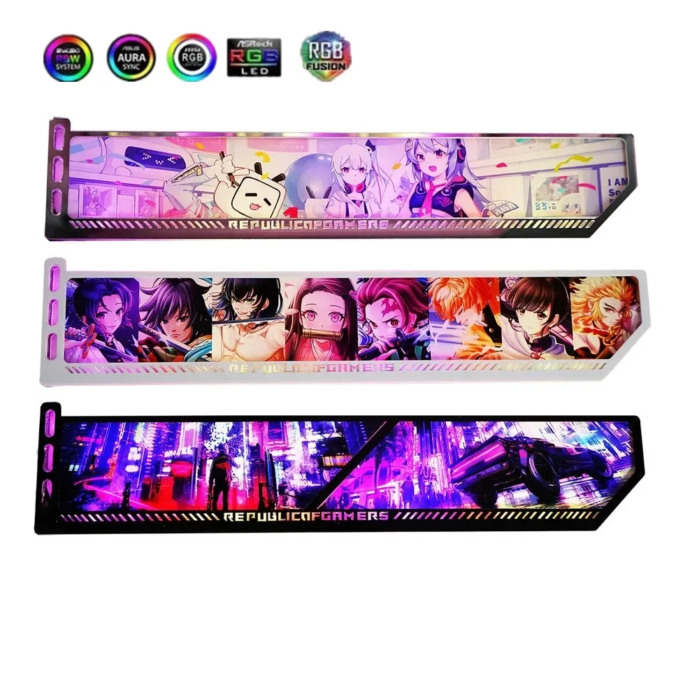 Customized RTX 3090 4090 RGB VGA Holder,MOD 4080 4090 Anime GPU Bracket,PC Gaming Cabinet Decorative Lighting Panel AURA SYNC