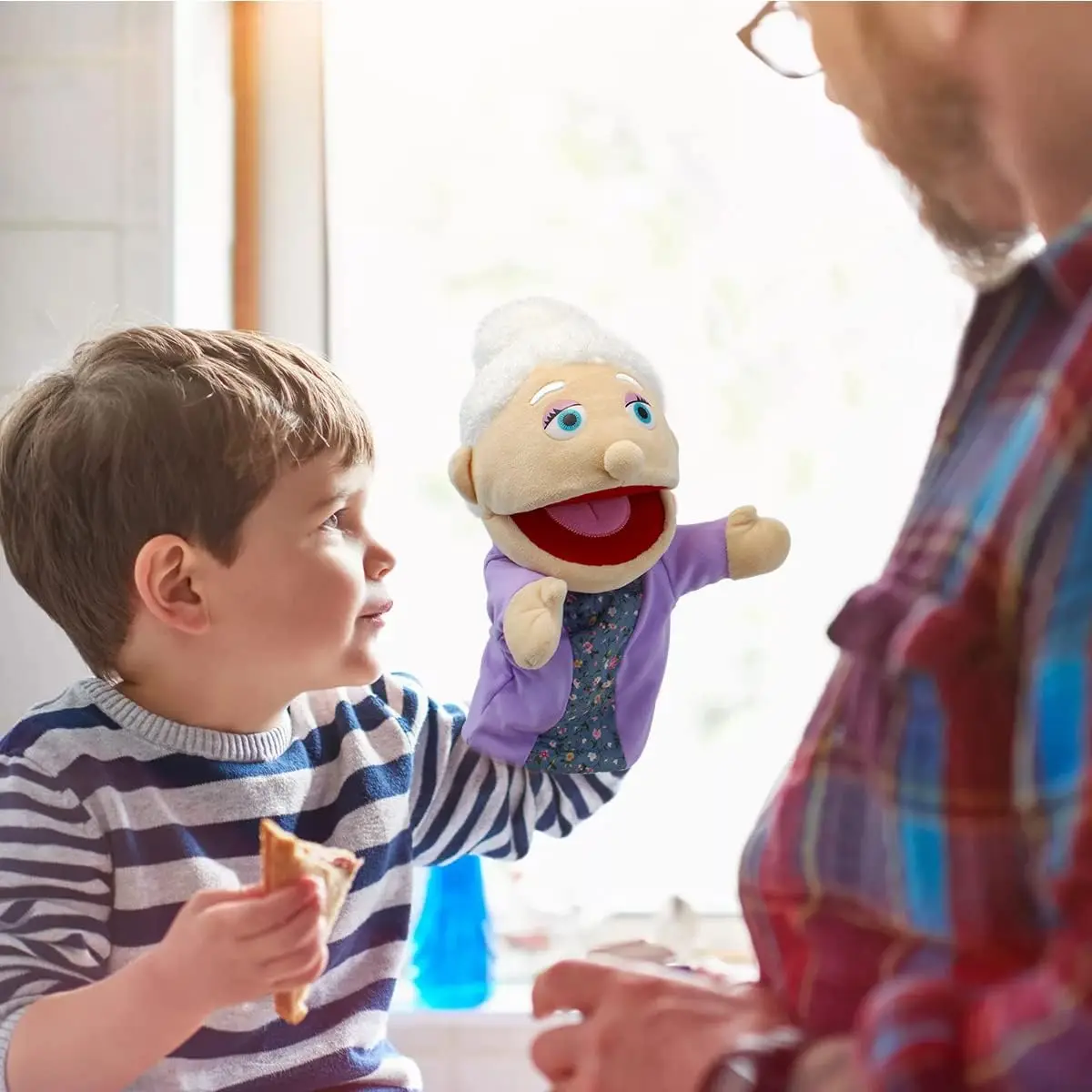 Großvater-Handpuppen – weiche Plüsch-Handpuppen, interaktives Rollenspiel-Spielzeug zum Geschichtenerzählen für Kinder, fantasievolles Spielen