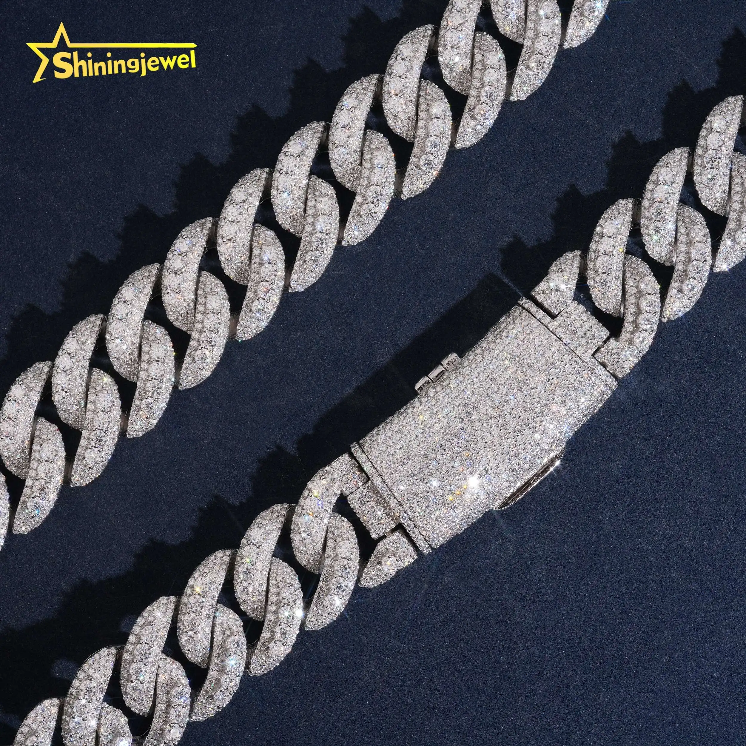 Chunky Chain 23mm Iced Out Cuban Link Chain Moissanite Cuban Bracelet Necklace Custom Hip Hop Diamond Cuban Link...