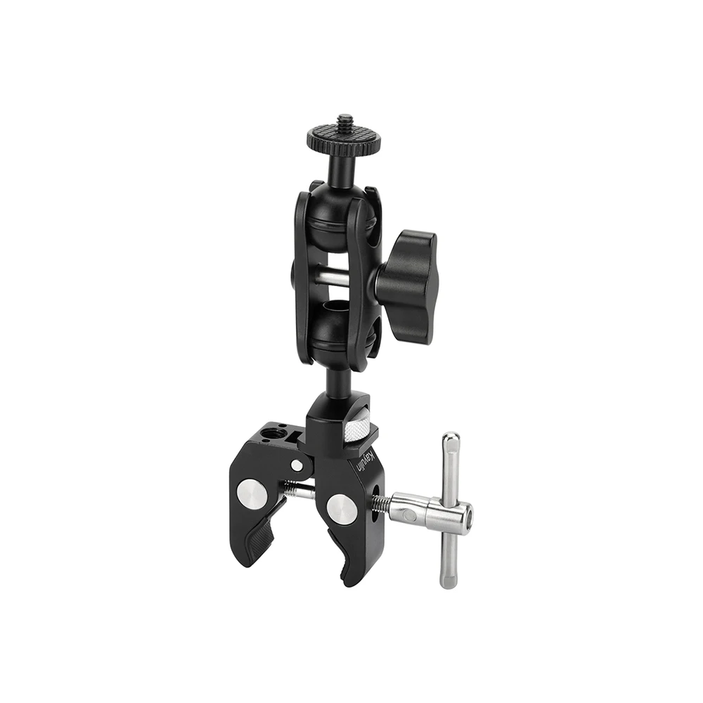 Szrig universal super crab clamp multi-purpose com ajustável 1/4 "-20 bola cabeça braço mágico montagem para lanterna led