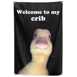 Welcome to My Crib Flag 2x3 Feet Funny Flags with 4 Shiny Brass Grommets for Tapestry Dorm Room Home College Decor