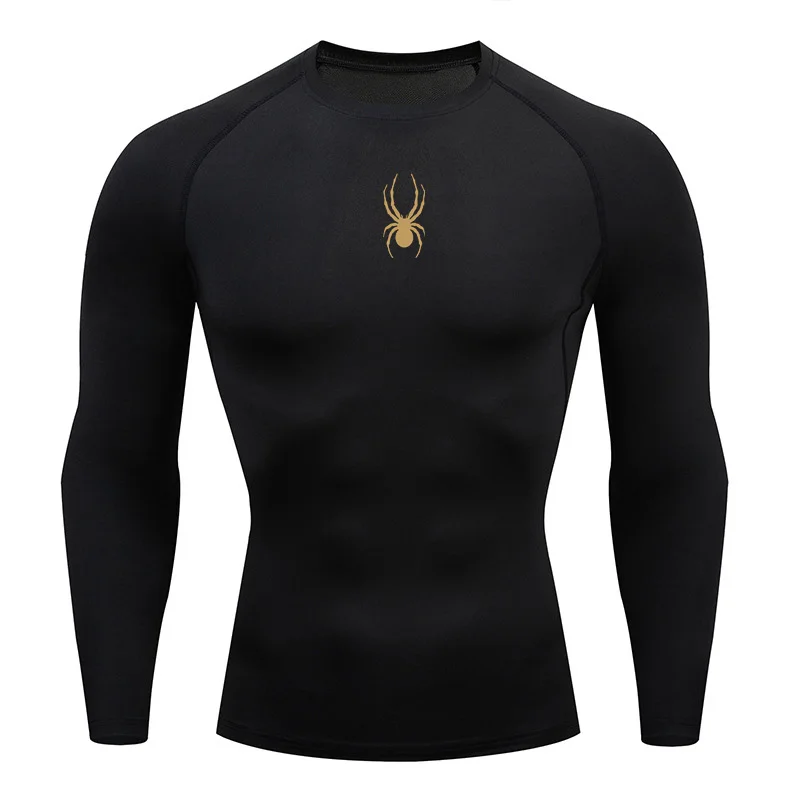 Men's Long Sleeves Fitness T-shirt Gym Compression Dry Fit T-shirt Sportswear Spring And Autumn Outdoor Sports Running Tees Tops