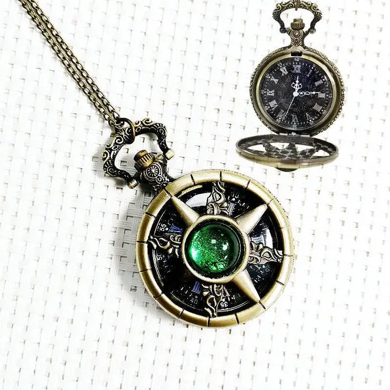 Star pocket watch new literal rudder hollow retro flip necklace pendant watch