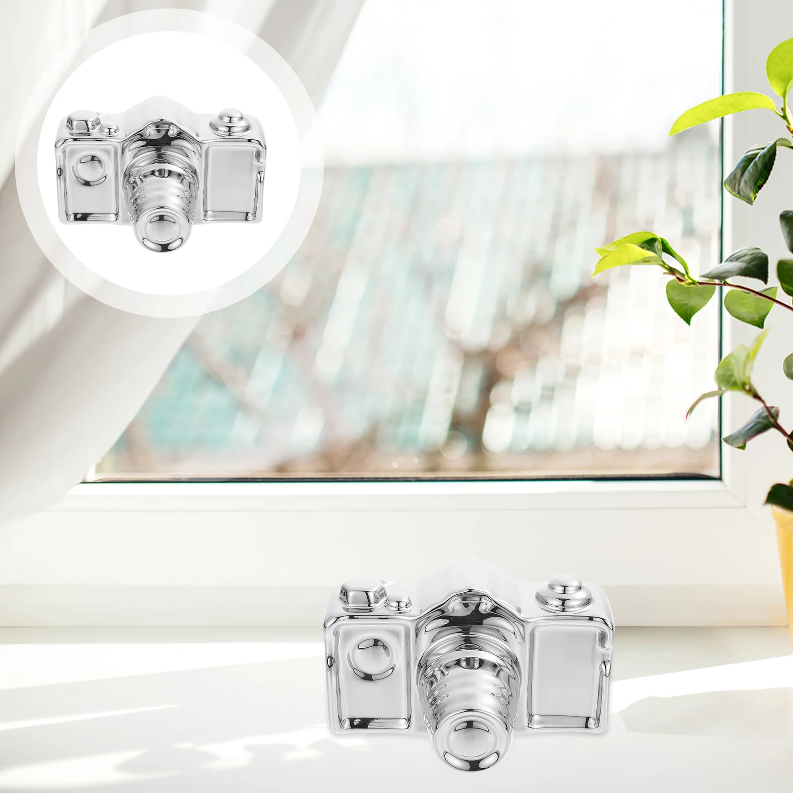 

Ceramic Camera Desktop Decoration Silver Creative Home Ornament for Table Living Room Bedroom