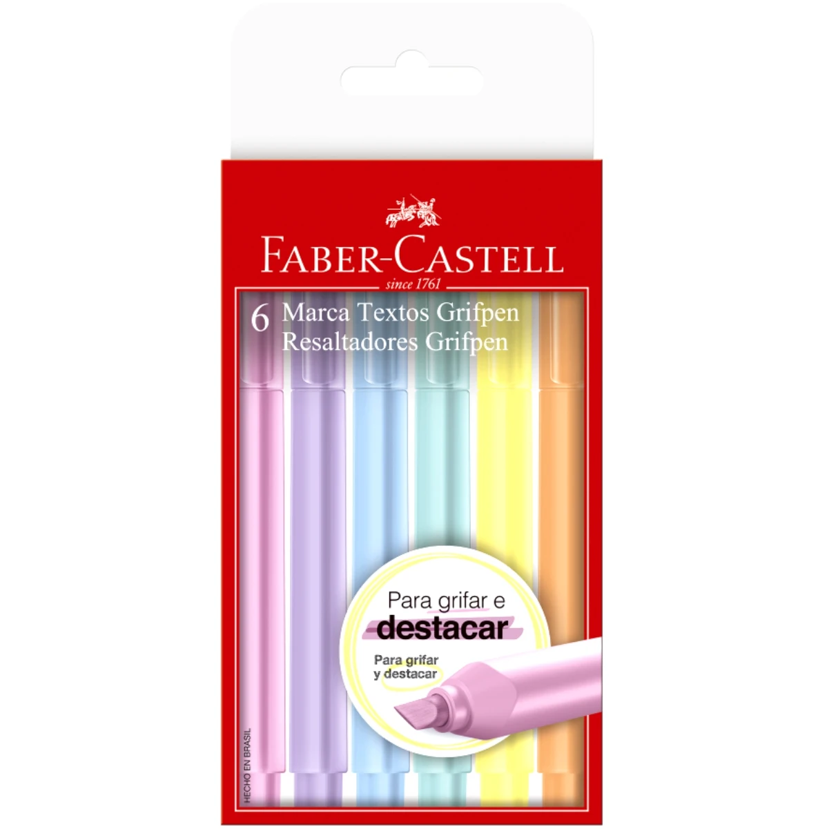 Conjunto Marca Texto Faber Castell Grifpen 6 Cores Pastel