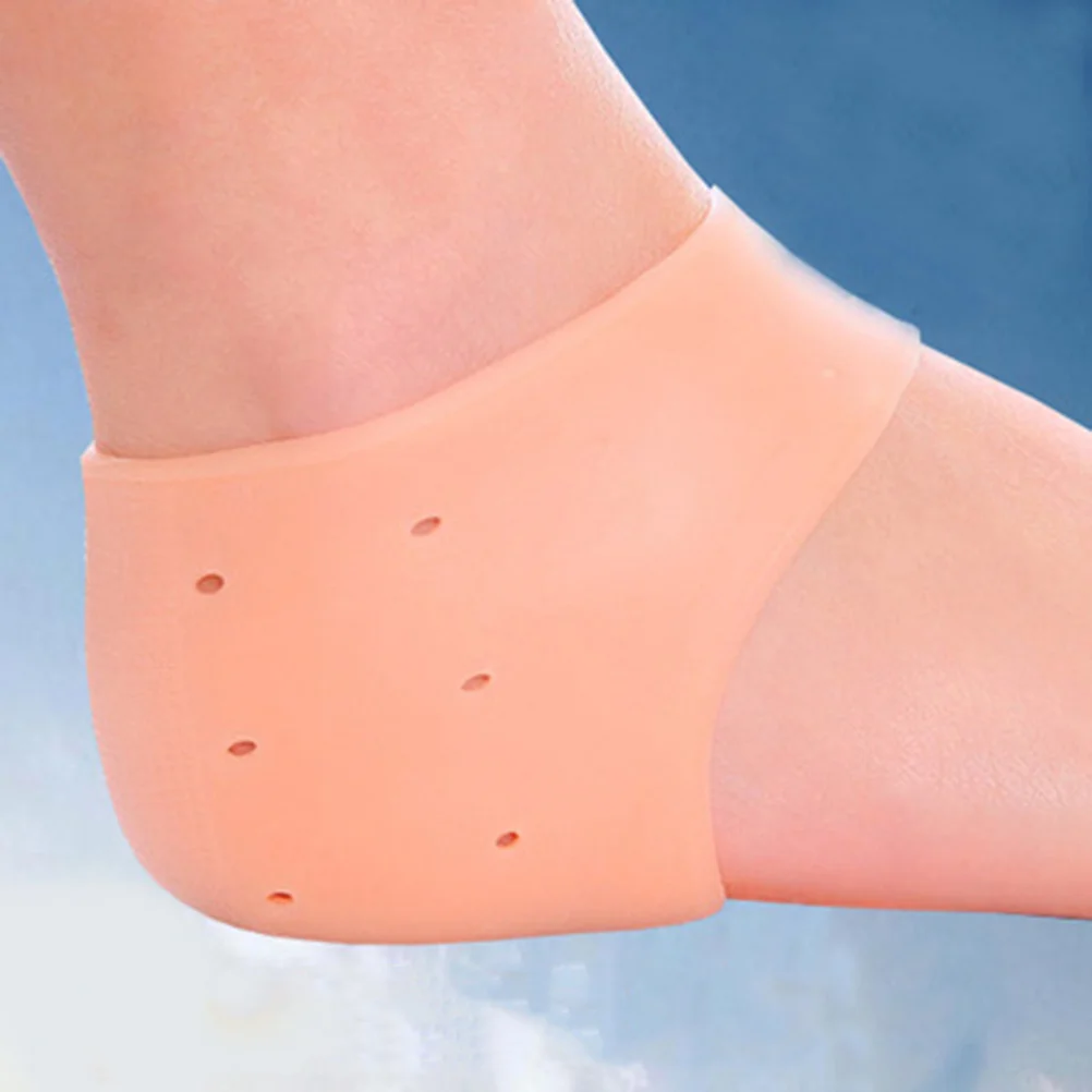 

2pcs Silicone Heel Sleeve Ultra Lightweight Medical Grade Gel For Cracked Heels Pain Relief Cushion Support Pedicure Heel Care