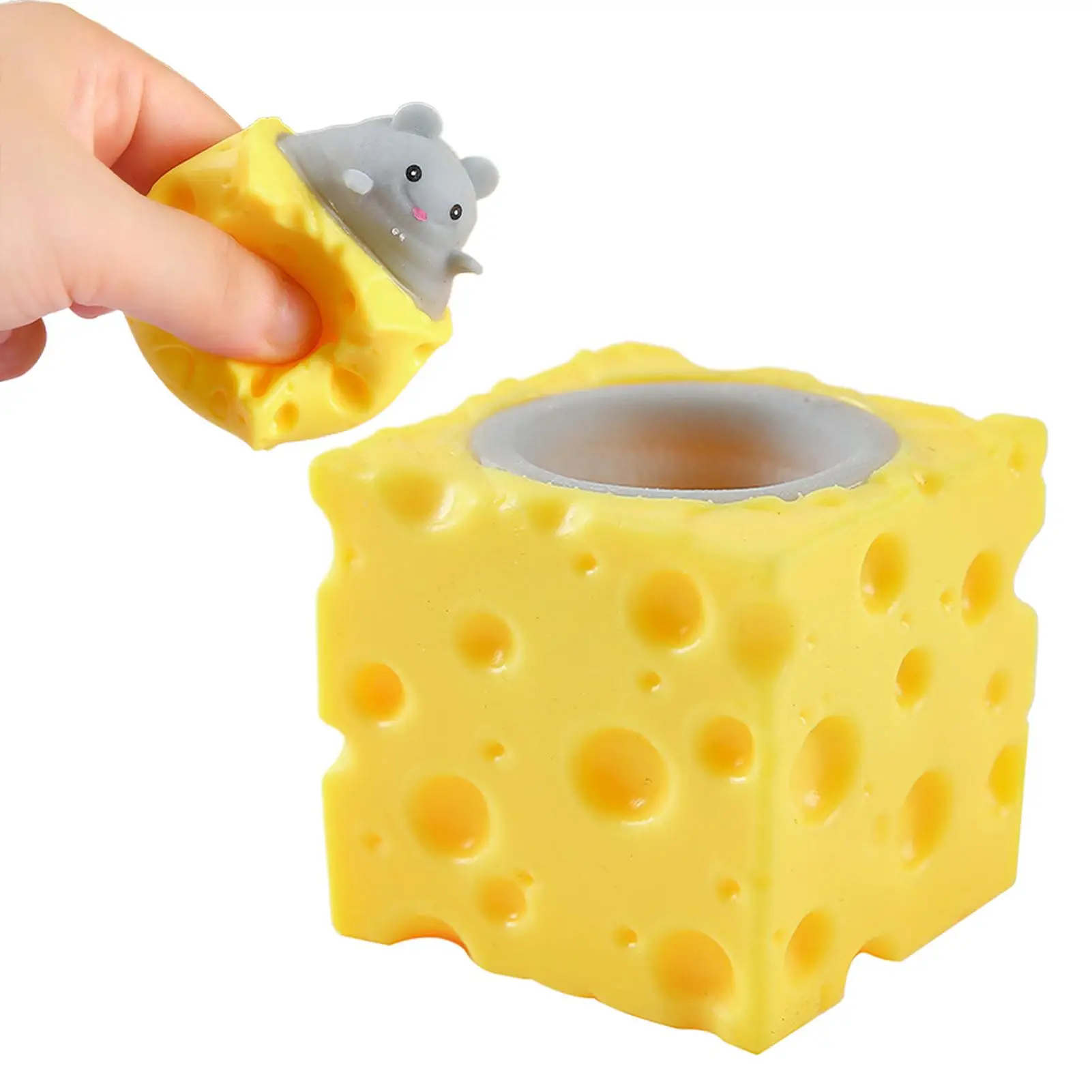 1pc Squeeze Fidget Toy Calming Relaxing Gag Joke Gadget Squeeze Sensory Toy Cheese For Boys Children Students Adults Classroom