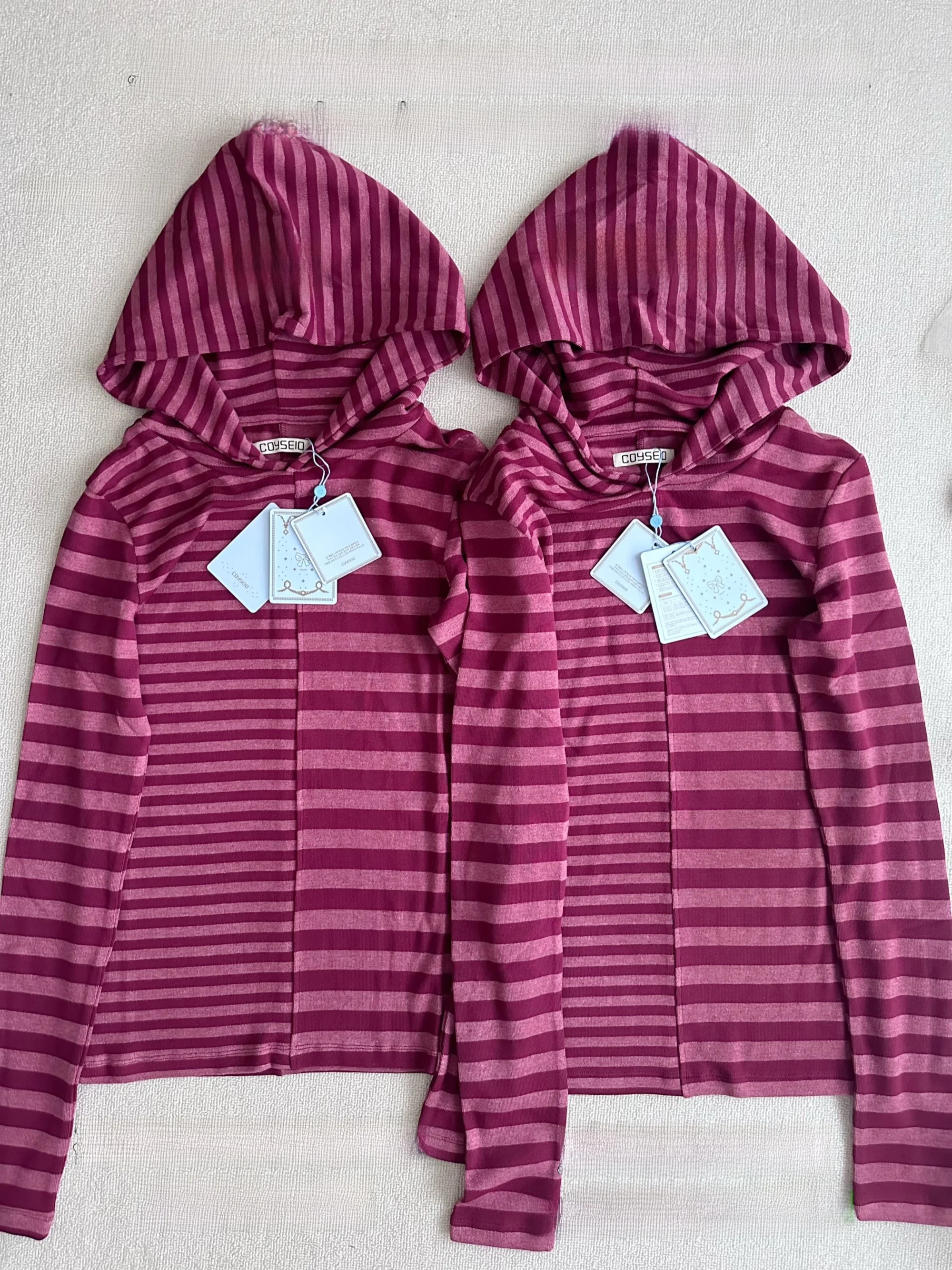 

Облегающая полосатая толстовка с капюшоном, женская футболка с эластичной резинкой на талии, корейская, японская, осенне-зимняя, длинная, све, с высоким воротником, для поездок на работу