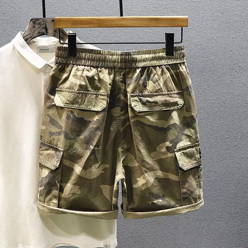 Retro Camouflage Workwear Shorts Men\'s Summer Outdoor Sports Loose plus Size Multi-Pocket Leisure Street Trend Fifth Pants