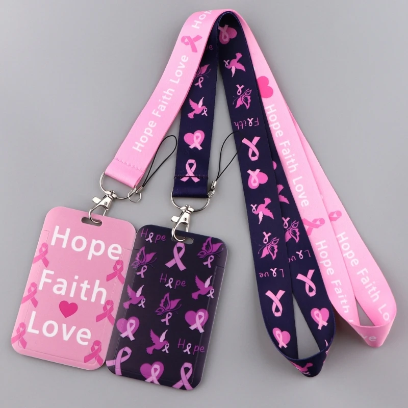 2pcs Ribbon Love Lanyard Card Phone Keychain Holder Support Accessory Neck Strap with Safety Buckle for Women Ribbon Love