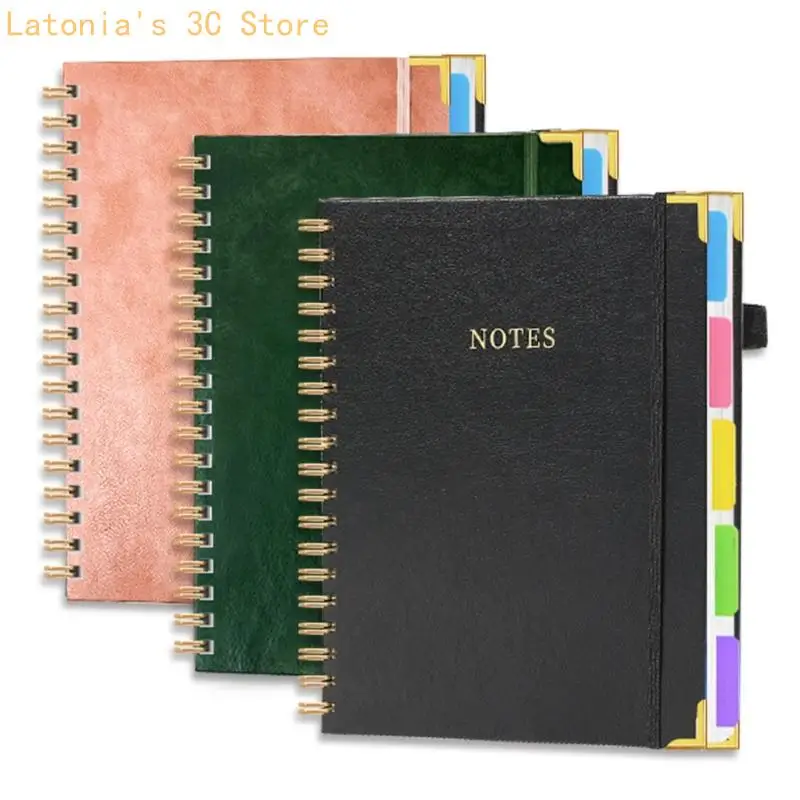 Twin Coil Binding PU Leather Notebook 300 Pages Lined For Note Taking 10x8Inch X3UB