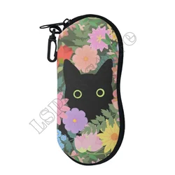 Girls Glass Cases Kawaii Black Cat Lady Soft Carrier Glasses Cover Bag Sunglasses/Eyeglasses Protection Box Eyewear Accessories