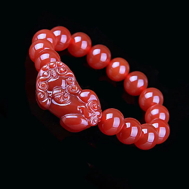 

Natural Red Agate Pixiu Bracelet Men Women Pulsera Feng Shui Genuine Red Agate Stone Pi Xiu Charm Lucky Amulet Bracelets Bangles