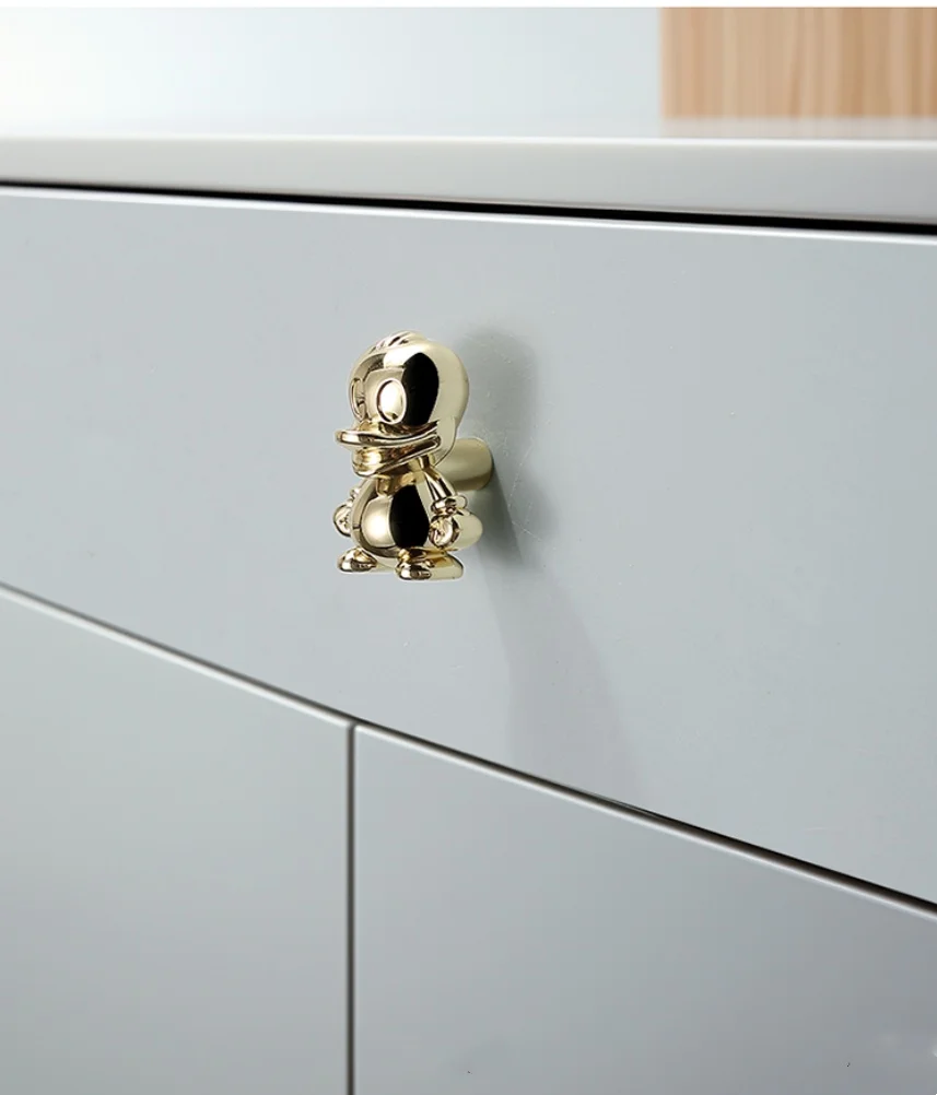 Cartoon Cute Creative Duck Drawer Shoe Cabinet Cupboard Kids Knob Red Gold Silver White Kitchen Cabinet Dresser Night Table Pull