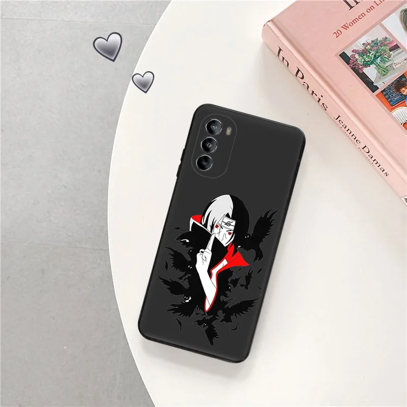 Silicone Black Phone Case for Moto G72 G53 G73 G9 G50 G51 G60 G71 G22 G32 G52 N-Narutos Uchihas Itachis Edge 30 20 40 Pro Cover