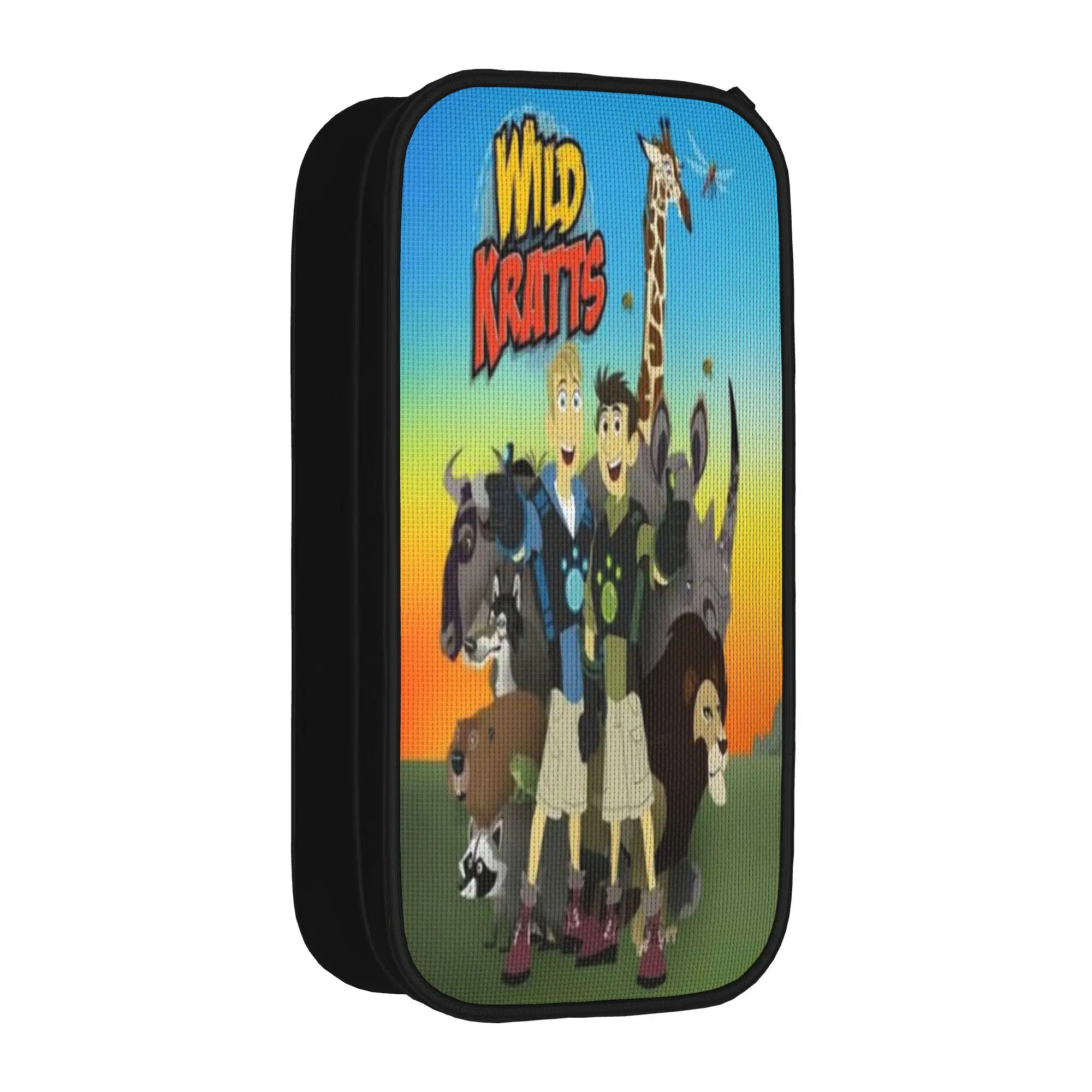 Large Capacity Pencil Case Wild Kratts School Supplies  Double Layer Pencil Case Stationery Girl Make Up Bag Gift