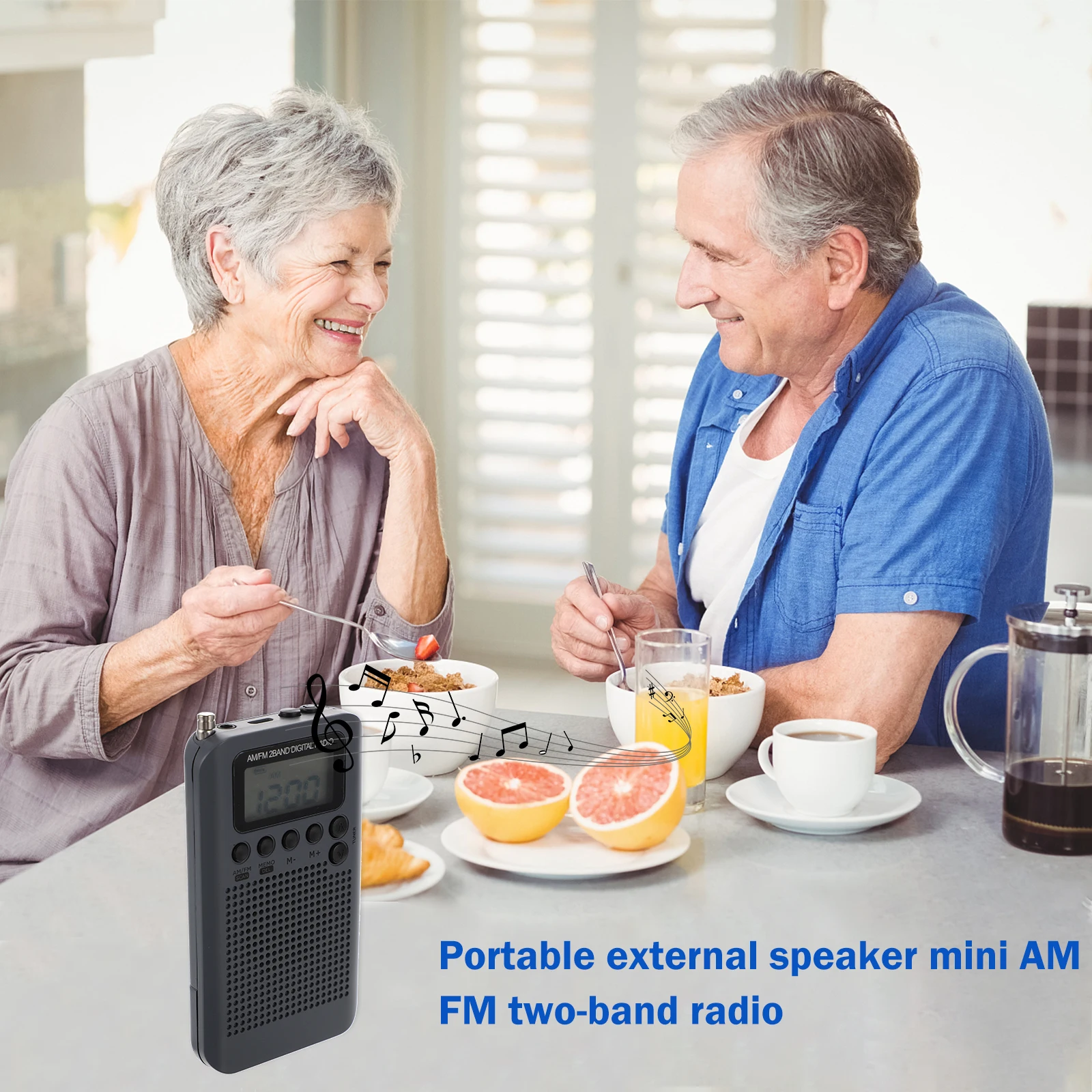 

Mini Portable Am Pocket Radio Rechargeable LCD Screen External Speaker Extended Antenna Noise Reduction