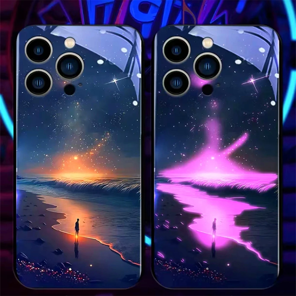 Lonely Starry Sky Luminous Gla - Led Flash Case review and price